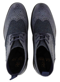 Botines de cuero y tweed con cordones para hombre