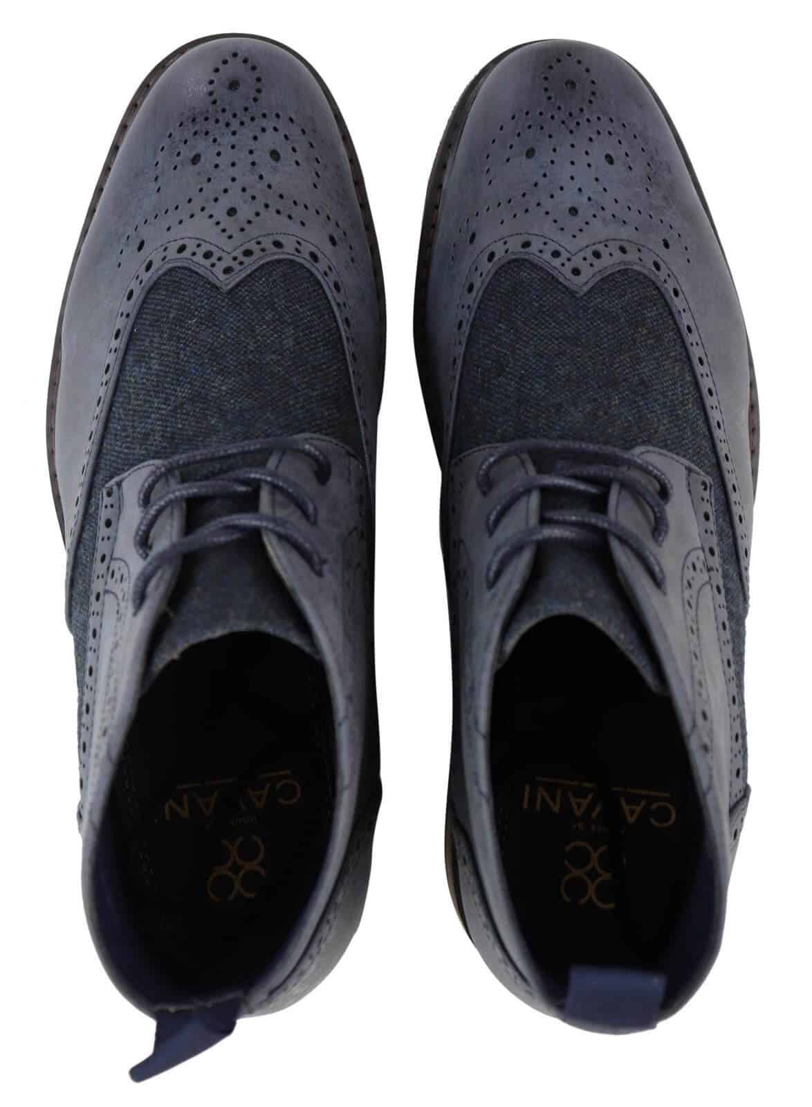 Botines de cuero y tweed con cordones para hombre