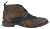 Botines de cuero y tweed con cordones para hombre