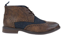 Botines de cuero y tweed con cordones para hombre