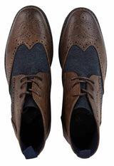 Botines de cuero y tweed con cordones para hombre