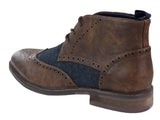 Botines de cuero y tweed con cordones para hombre