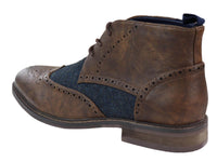 Botines de cuero y tweed con cordones para hombre