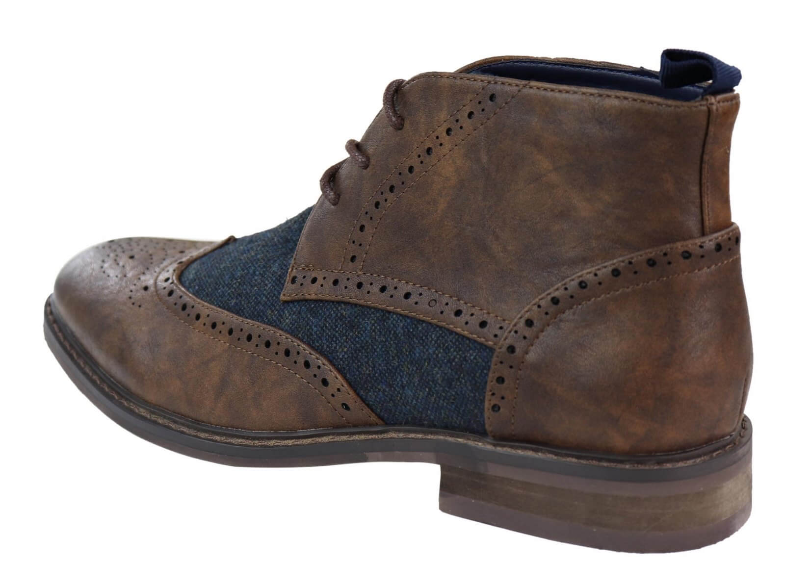 Botines de cuero y tweed con cordones para hombre
