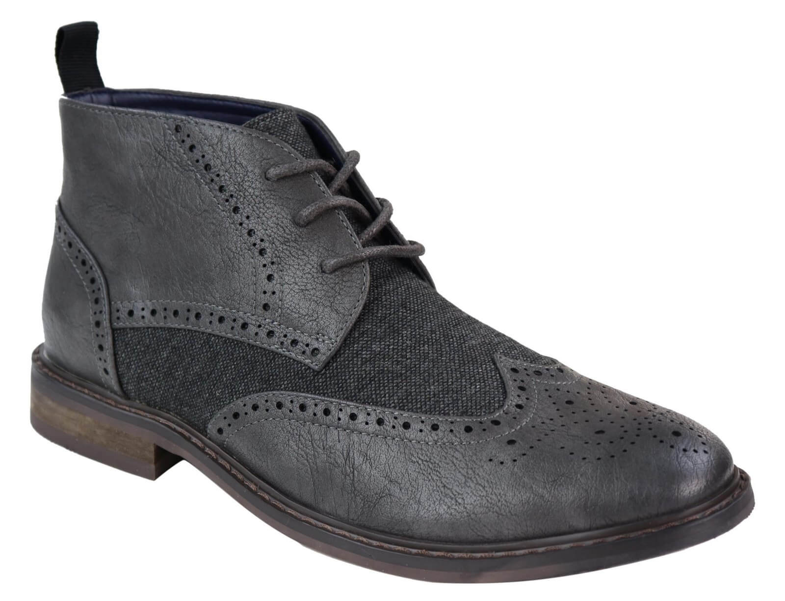 Botines de cuero y tweed con cordones para hombre