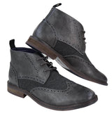 Botines de cuero y tweed con cordones para hombre