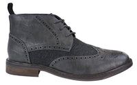 Botines de cuero y tweed con cordones para hombre