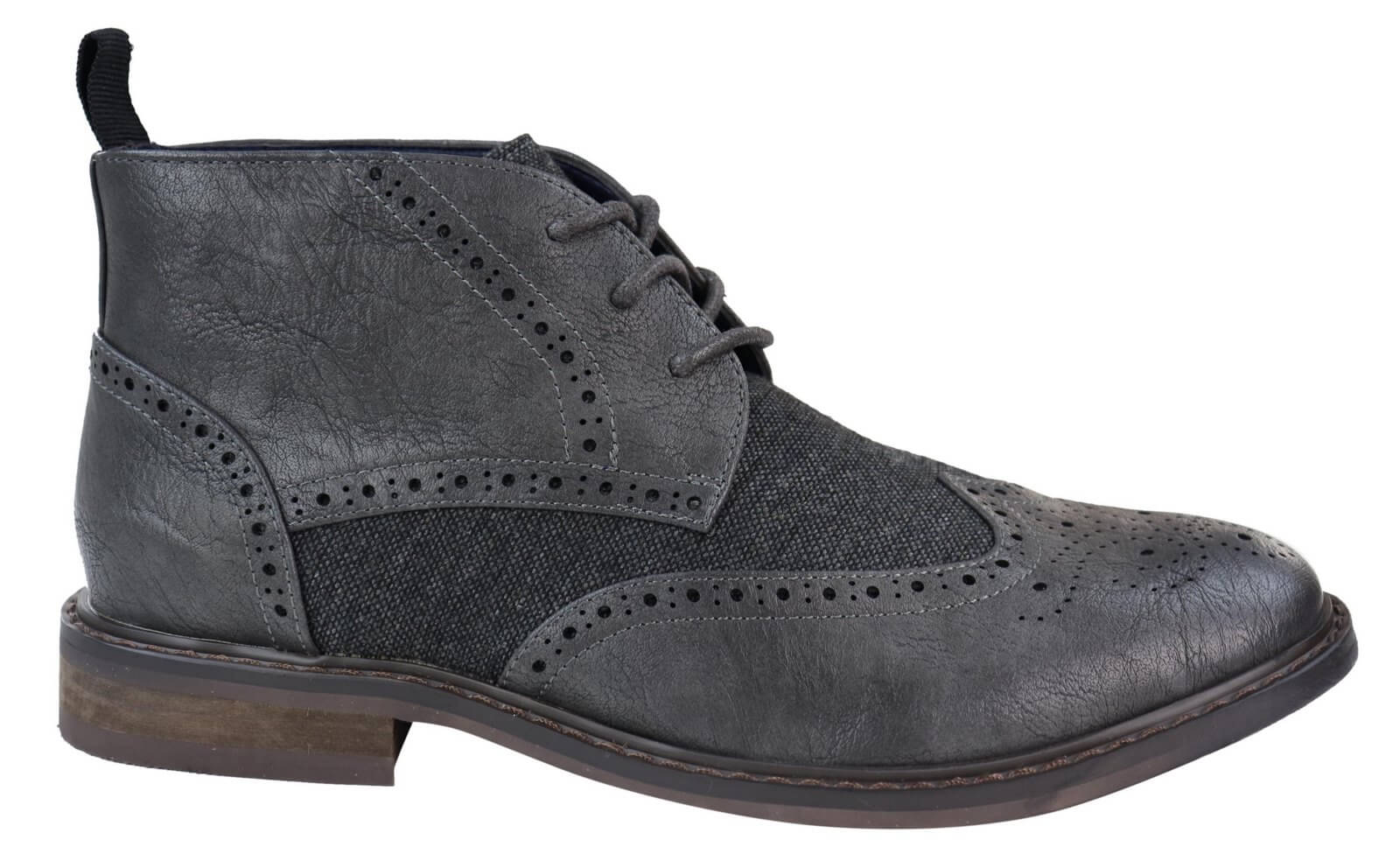 Botines de cuero y tweed con cordones para hombre