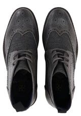 Botines de cuero y tweed con cordones para hombre