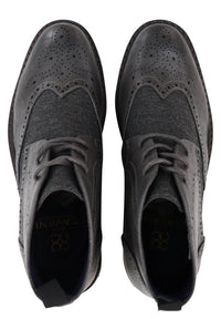Botines de cuero y tweed con cordones para hombre