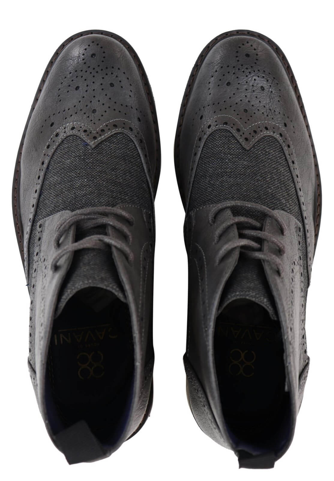 Botines de cuero y tweed con cordones para hombre