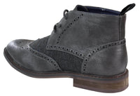 Botines de cuero y tweed con cordones para hombre