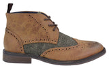 Botines de cuero y tweed con cordones para hombre