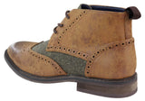 Botines de cuero y tweed con cordones para hombre