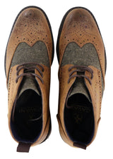 Botines de cuero y tweed con cordones para hombre