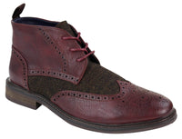 Botines de cuero y tweed con cordones para hombre