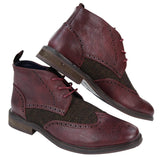 Botines de cuero y tweed con cordones para hombre