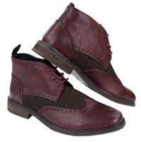 Botines de cuero y tweed con cordones para hombre