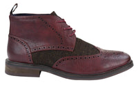 Botines de cuero y tweed con cordones para hombre