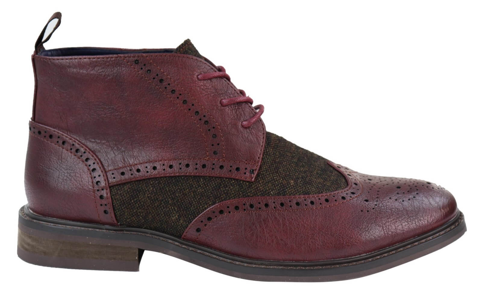 Botines de cuero y tweed con cordones para hombre