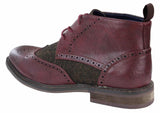 Botines de cuero y tweed con cordones para hombre