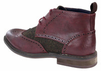 Botines de cuero y tweed con cordones para hombre