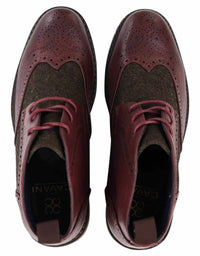Botines de cuero y tweed con cordones para hombre