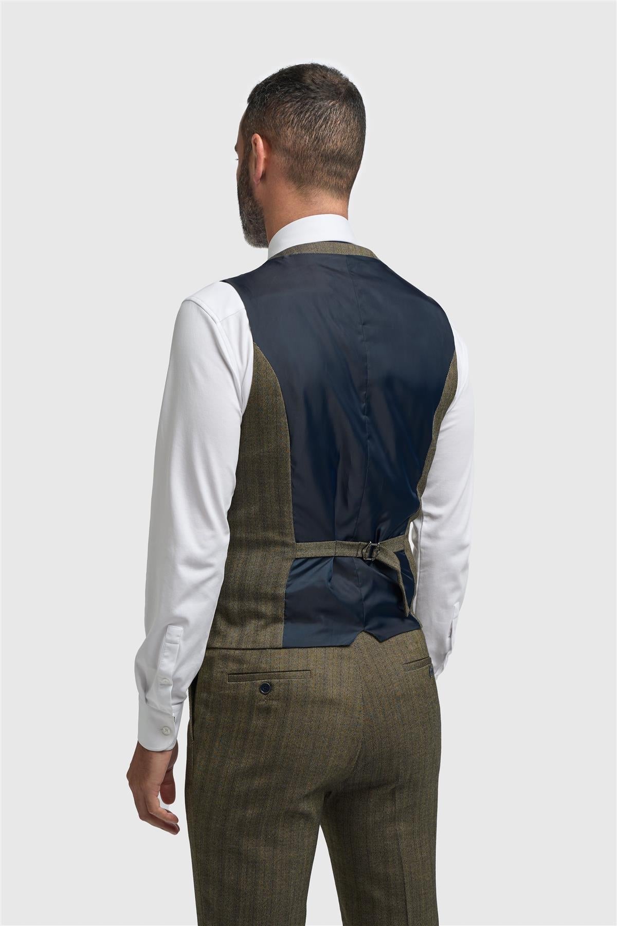 Damon - Chaleco cruzado verde oliva para hombre