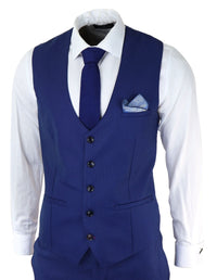 Traje de hombre de 3 piezas azul marino, corte ajustado, clásico para novios, Marc Darcy, Danny, boda clásica