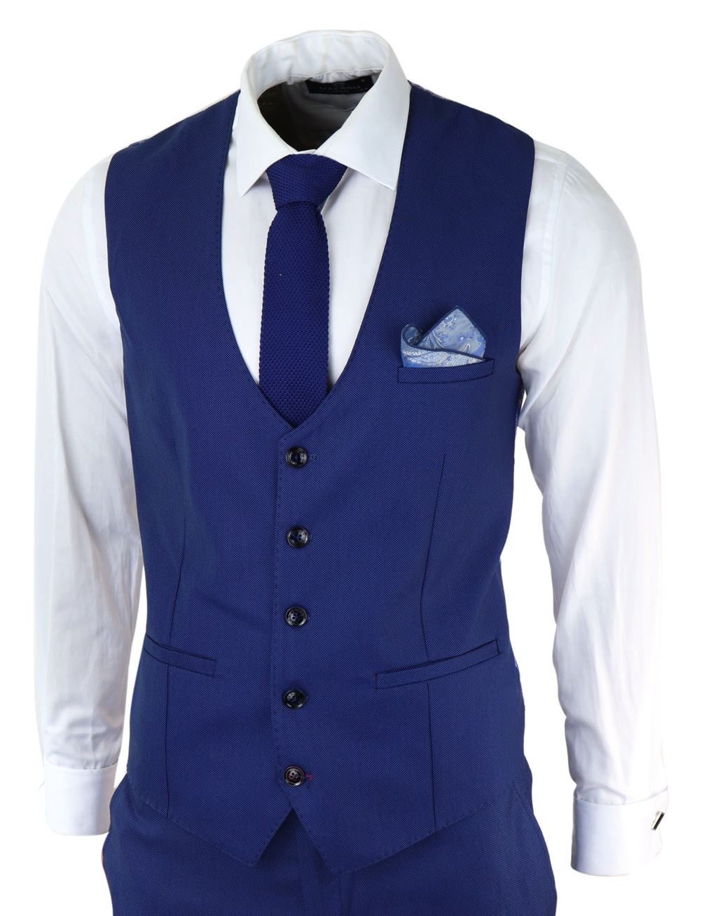 Traje de hombre de 3 piezas azul marino, corte ajustado, clásico para novios, Marc Darcy, Danny, boda clásica