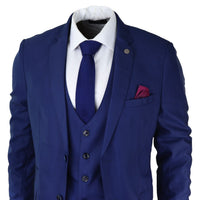Traje de hombre de 3 piezas azul marino, corte ajustado, clásico para novios, Marc Darcy, Danny, boda clásica