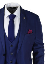 Traje de hombre de 3 piezas azul marino, corte ajustado, clásico para novios, Marc Darcy, Danny, boda clásica