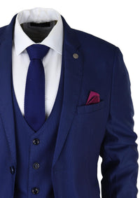 Traje de hombre de 3 piezas azul marino, corte ajustado, clásico para novios, Marc Darcy, Danny, boda clásica