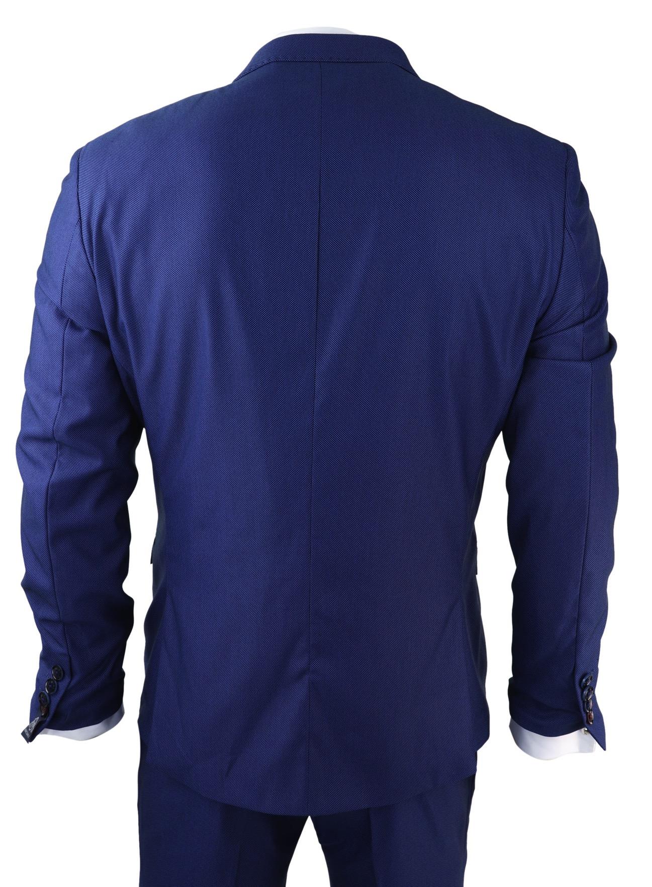 Traje de hombre de 3 piezas azul marino, corte ajustado, clásico para novios, Marc Darcy, Danny, boda clásica