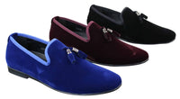 Elong dd0019 - Zapatos de conducción de ante y terciopelo para hombre, estilo mocasín casual elegante, color vino y azul marino.