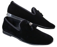 Elong dd0019 - Zapatos de conducción de ante y terciopelo para hombre, estilo mocasín casual elegante, color vino y azul marino.