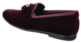 Elong dd0019 - Zapatos de conducción de ante y terciopelo para hombre, estilo mocasín casual elegante, color vino y azul marino.