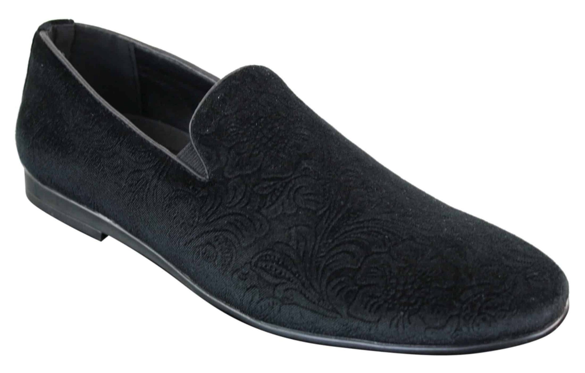 Elong DD0083 - Mocasines de terciopelo para hombre con estampado paisley, estilo casual elegante, color vino, azul marino y negro.
