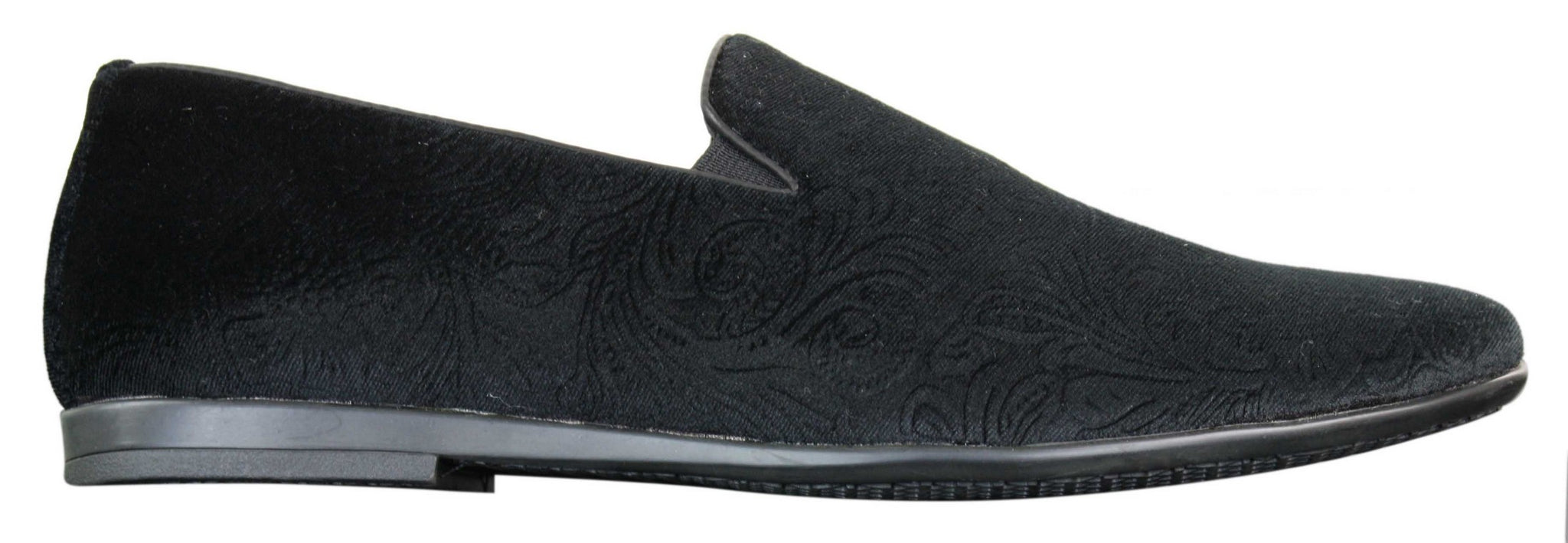 Elong DD0083 - Mocasines de terciopelo para hombre con estampado paisley, estilo casual elegante, color vino, azul marino y negro.