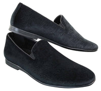 Elong DD0083 - Mocasines de terciopelo para hombre con estampado paisley, estilo casual elegante, color vino, azul marino y negro.
