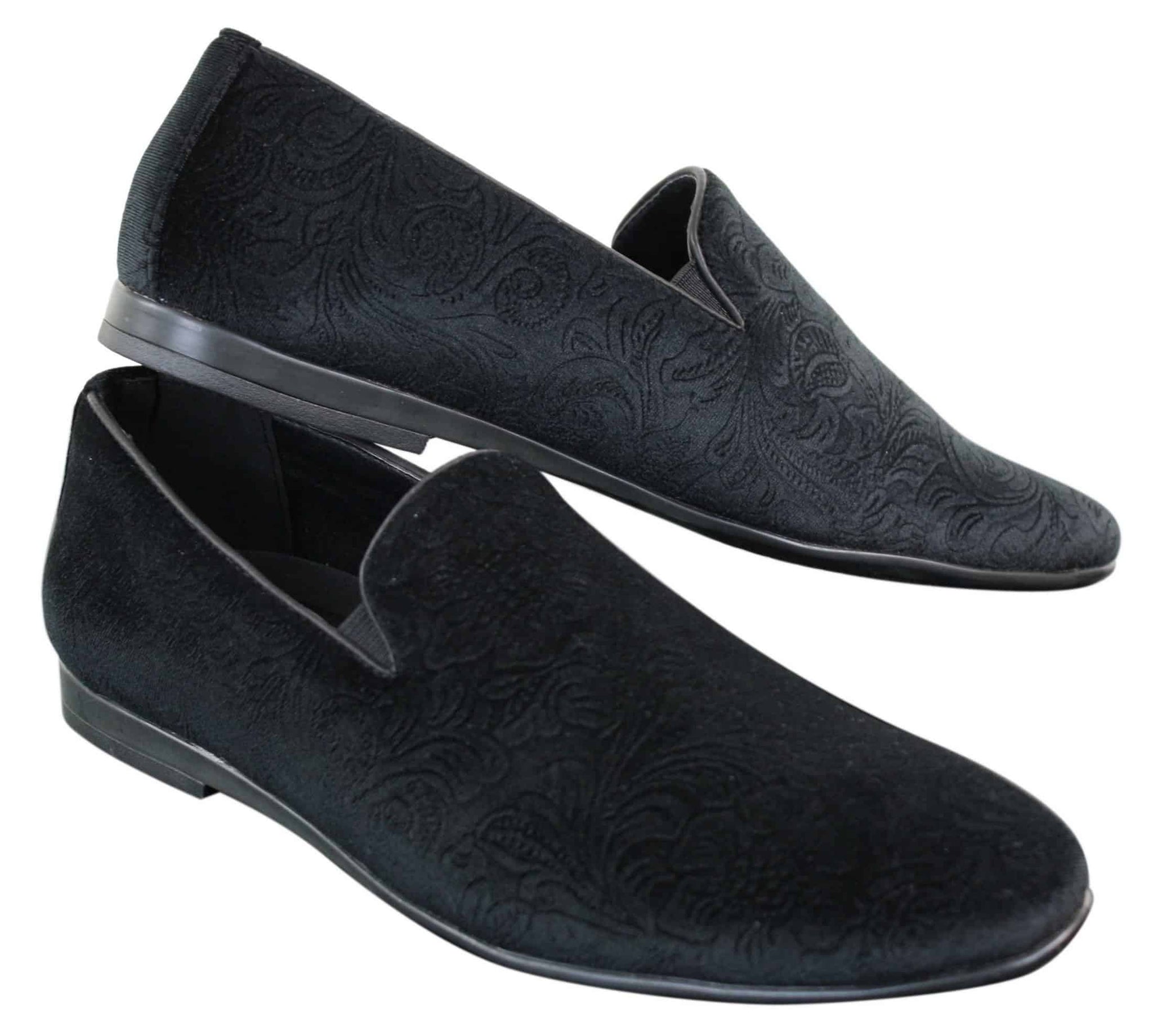 Elong DD0083 - Mocasines de terciopelo para hombre con estampado paisley, estilo casual elegante, color vino, azul marino y negro.