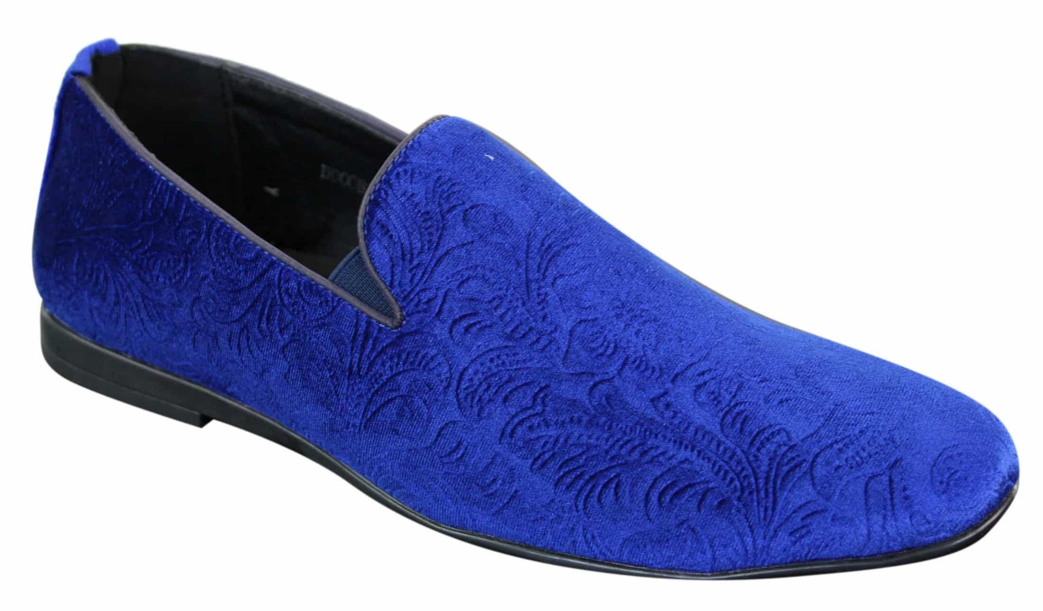 Elong DD0083 - Mocasines de terciopelo para hombre con estampado paisley, estilo casual elegante, color vino, azul marino y negro.