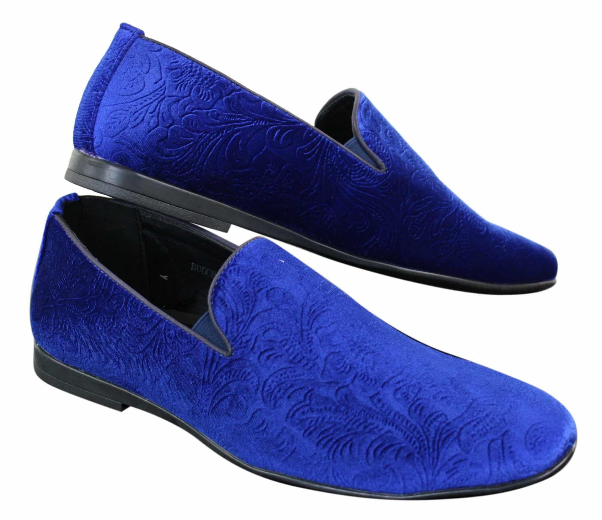 Elong DD0083 - Mocasines de terciopelo para hombre con estampado paisley, estilo casual elegante, color vino, azul marino y negro.
