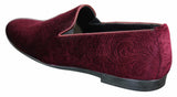 Elong DD0083 - Mocasines de terciopelo para hombre con estampado paisley, estilo casual elegante, color vino, azul marino y negro.