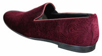 Elong DD0083 - Mocasines de terciopelo para hombre con estampado paisley, estilo casual elegante, color vino, azul marino y negro.