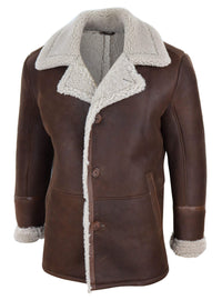 Chaqueta de piel de oveja marrón para hombre