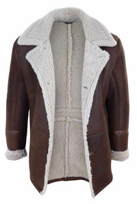 Chaqueta de piel de oveja marrón para hombre