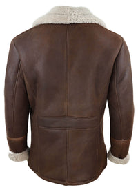 Chaqueta de piel de oveja marrón para hombre