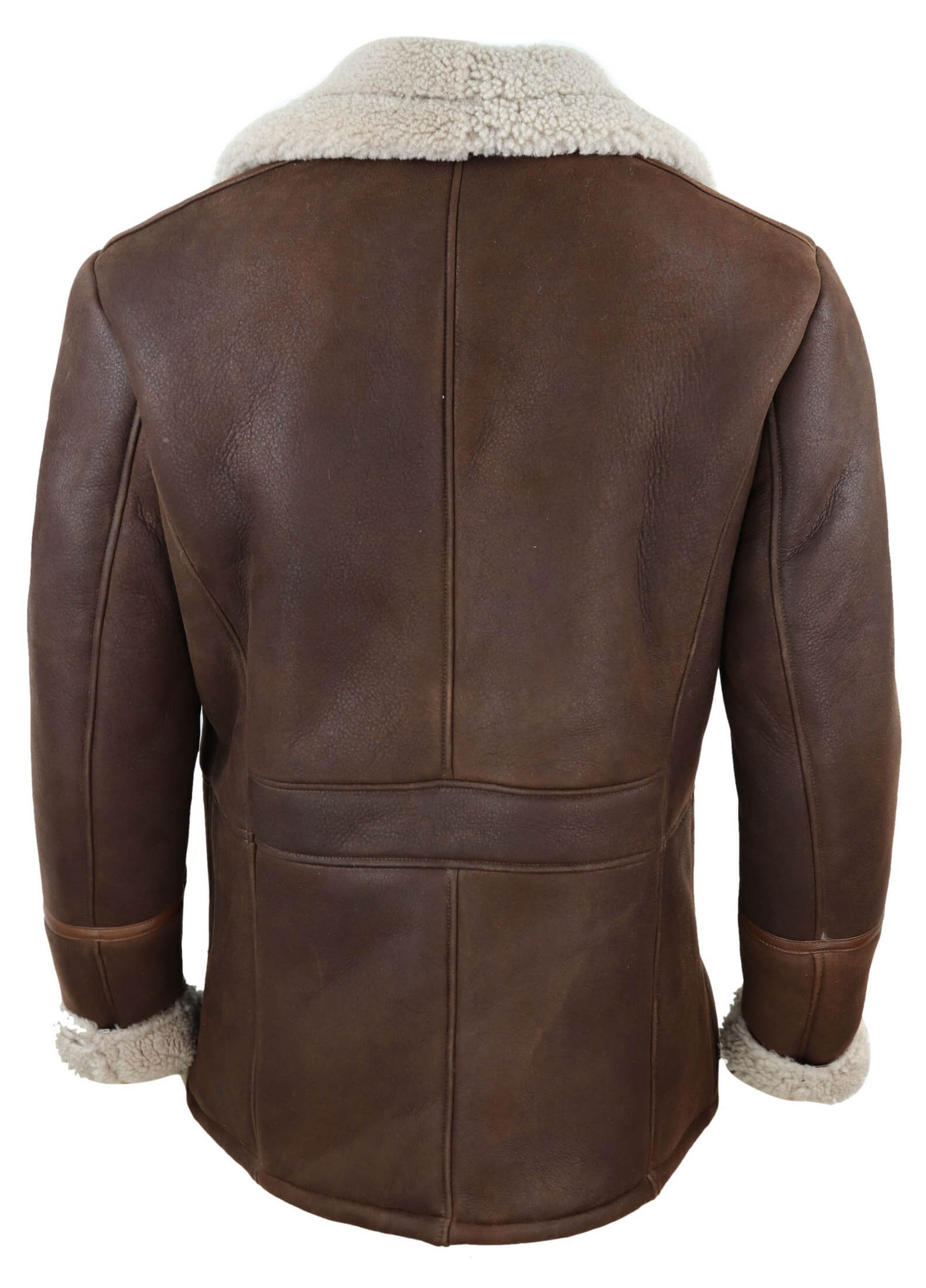 Chaqueta de piel de oveja marrón para hombre
