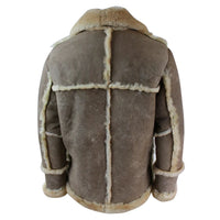 Chaqueta de piel de oveja original de 3/4 de largo para hombre, color beige, crema y marrón.